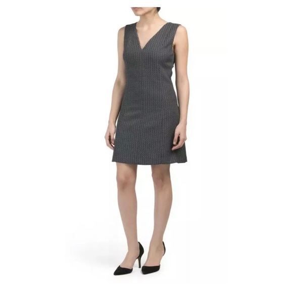 Theory Easy V Shadow Jacquard Shift Dress 10 NWT - Picture 1 of 5